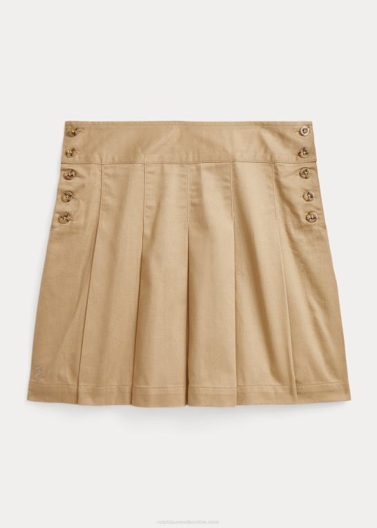 vintage kaki børn Ralph Lauren plisseret nederdel i bomuldstwill Z426B7515