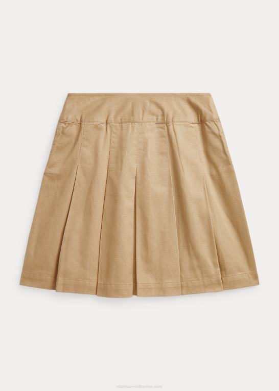 vintage kaki børn Ralph Lauren plisseret nederdel i bomuldstwill Z426B7515