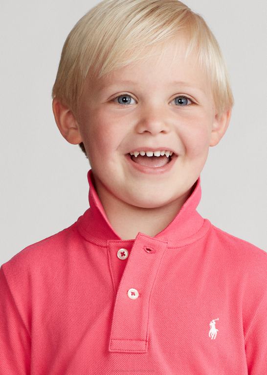 Hot pink børn Ralph Lauren den ikoniske mesh poloshirt Z426B5702
