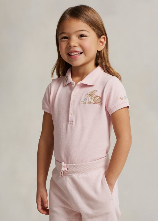 antydning af pink børn Ralph Lauren bunny stretch mesh poloshirt Z426B6731