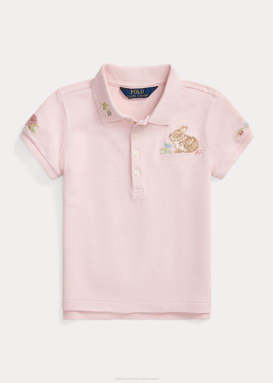 antydning af pink børn Ralph Lauren bunny stretch mesh poloshirt Z426B6731