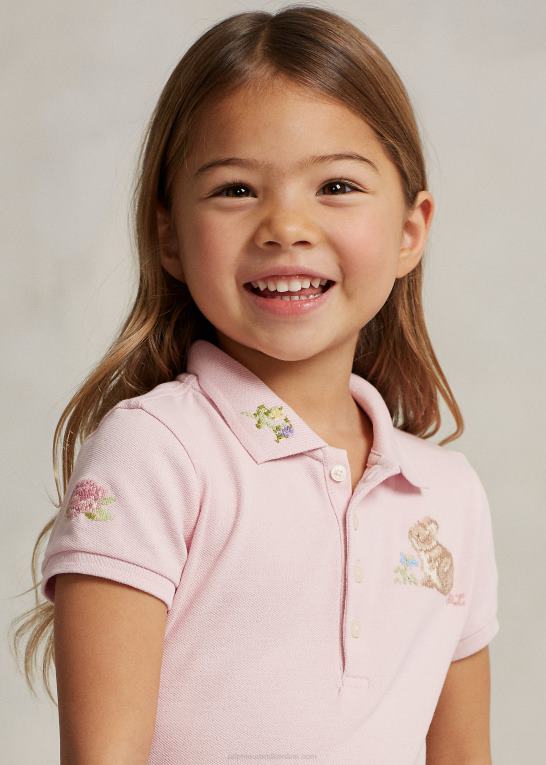 antydning af pink børn Ralph Lauren bunny stretch mesh poloshirt Z426B6731