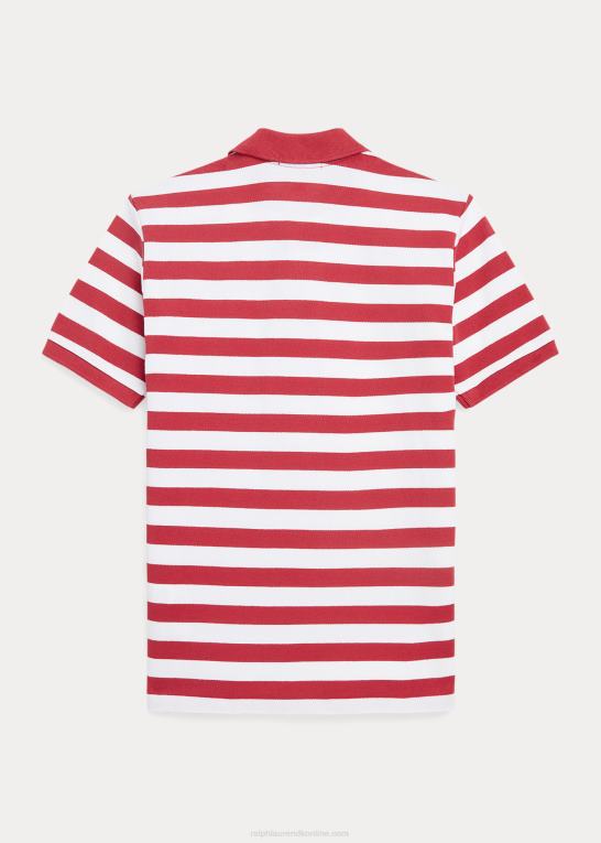 chilipeber/hvid børn Ralph Lauren stribet bomulds mesh poloshirt Z426B6592