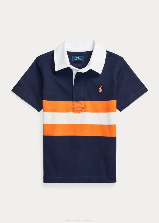 cruise navy multi børn Ralph Lauren stribet kortærmet rugbyskjorte i bomuld Z426B9794