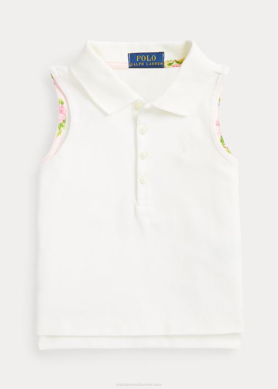 dækvask hvid børn Ralph Lauren ærmeløs poloshirt i bomuldsnet Z426B6813