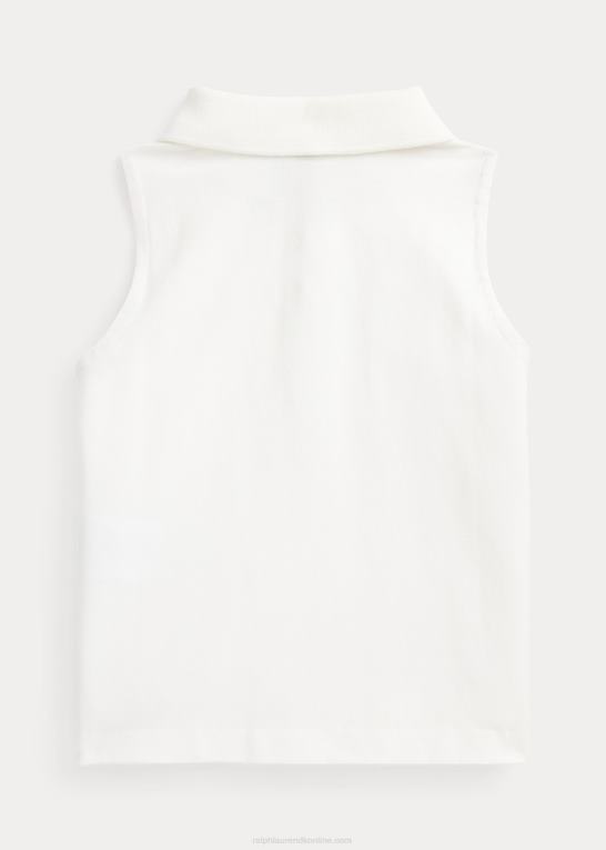 dækvask hvid børn Ralph Lauren ærmeløs poloshirt i bomuldsnet Z426B6813