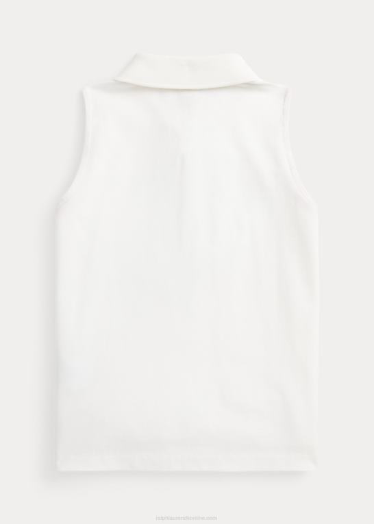 dækvask hvid børn Ralph Lauren ærmeløs poloshirt i bomuldsnet Z426B7060
