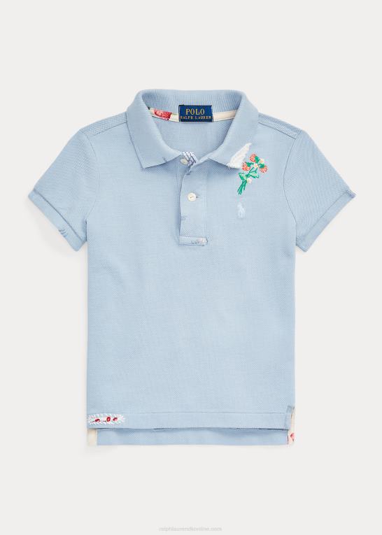 ejendom blå børn Ralph Lauren blomstret poloshirt i bomuldsnet Z426B6846