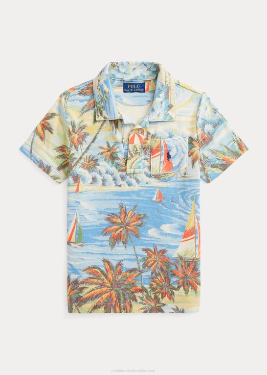 hawaiiansk strandbasar børn Ralph Lauren spa frotté poloshirt med tropisk tryk Z426B5750