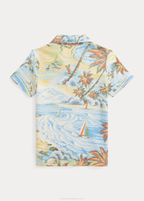 hawaiiansk strandbasar børn Ralph Lauren spa frotté poloshirt med tropisk tryk Z426B5750