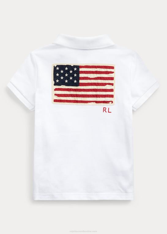 hvid børn Ralph Lauren flag poloshirt i bomuldsnet Z426B6780
