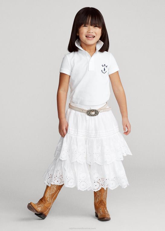 hvid børn Ralph Lauren flag poloshirt i bomuldsnet Z426B6780