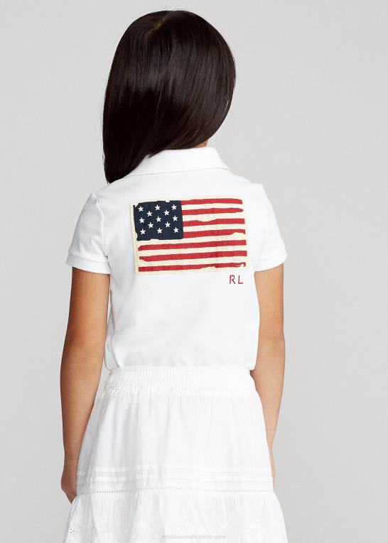 hvid børn Ralph Lauren flag poloshirt i bomuldsnet Z426B6780