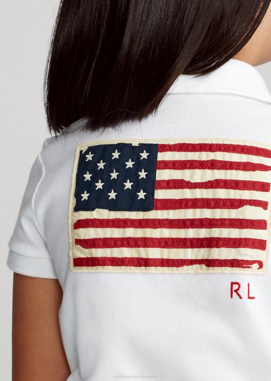 hvid børn Ralph Lauren flag poloshirt i bomuldsnet Z426B6780