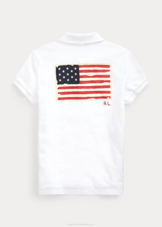 hvid børn Ralph Lauren flag poloshirt i bomuldsnet Z426B7022