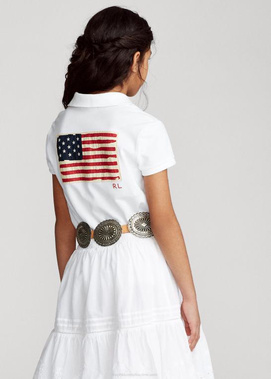 hvid børn Ralph Lauren flag poloshirt i bomuldsnet Z426B7022