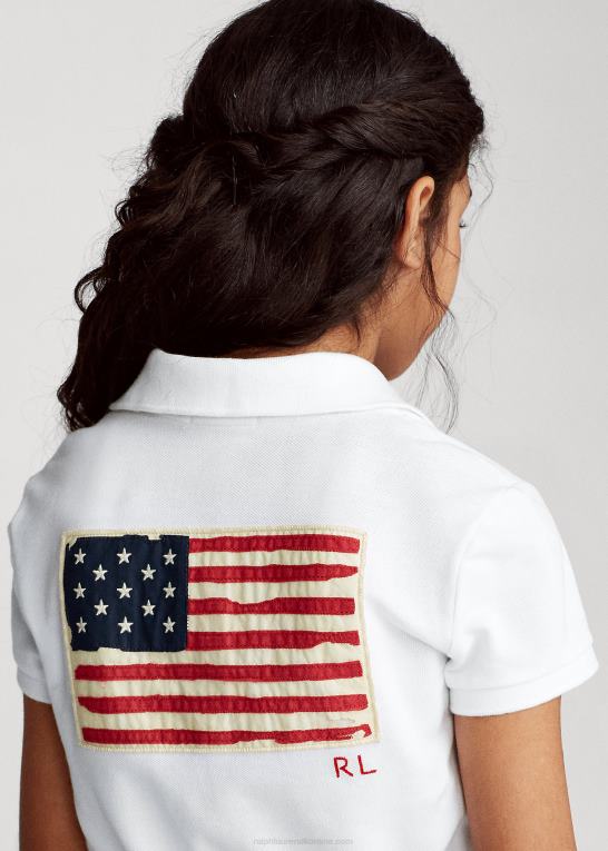 hvid børn Ralph Lauren flag poloshirt i bomuldsnet Z426B7022