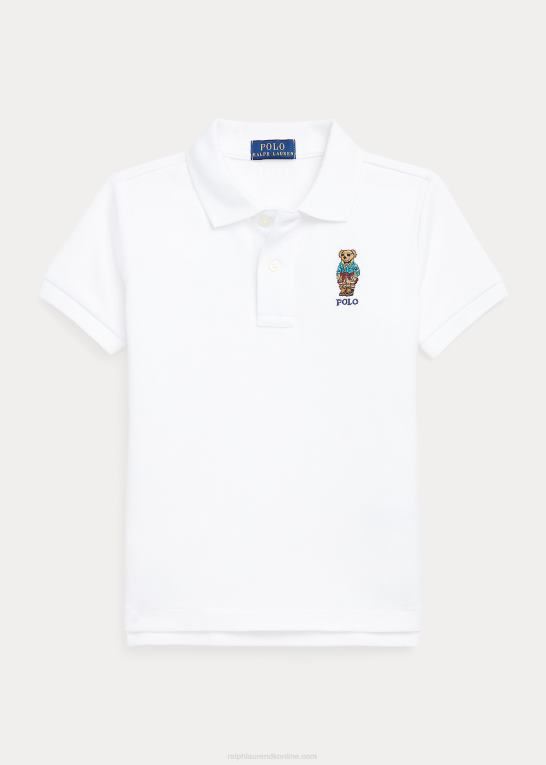 hvid børn Ralph Lauren polo bear bomuld mesh poloshirt Z426B6500