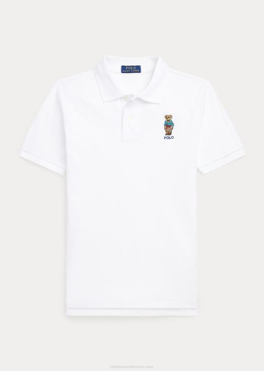 hvid børn Ralph Lauren polo bear bomuld mesh poloshirt Z426B6638