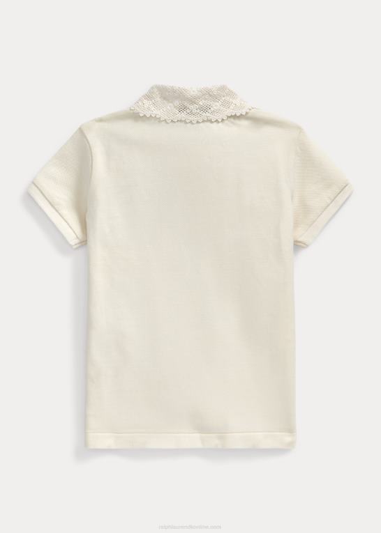 hvid børn Ralph Lauren poloshirt i stretch mesh med blondekrave Z426B7381