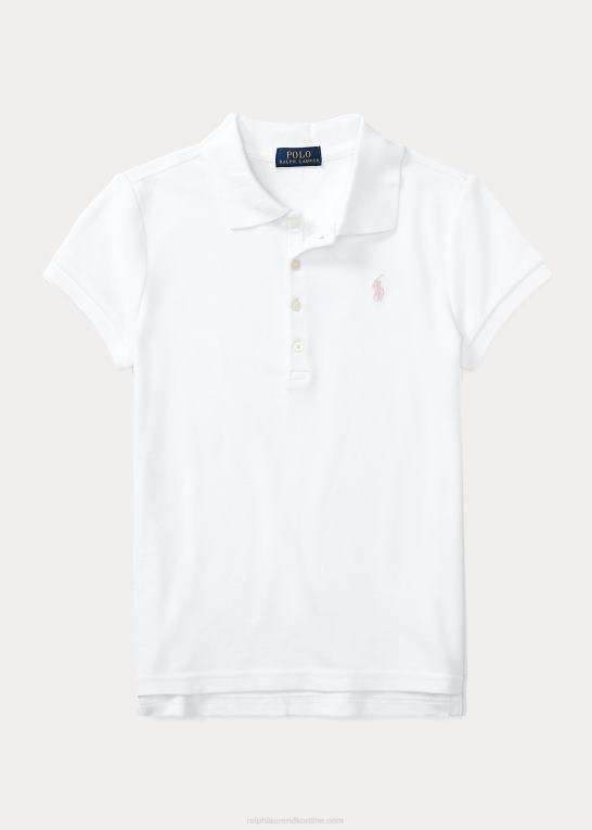 hvid børn Ralph Lauren stræk bomulds mesh poloshirt Z426B7039