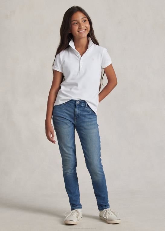 hvid børn Ralph Lauren stræk bomulds mesh poloshirt Z426B7039