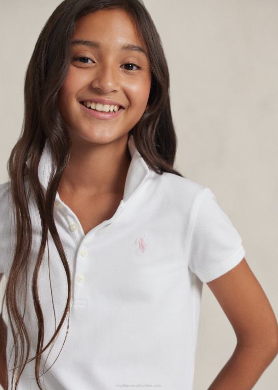 hvid børn Ralph Lauren stræk bomulds mesh poloshirt Z426B7039