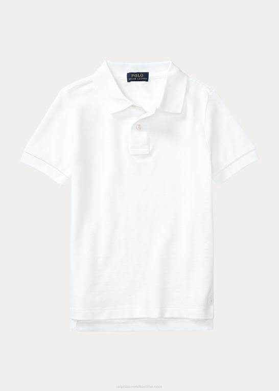 hvid børn Ralph Lauren uniform poloshirt i bomuldsnet Z426B5851