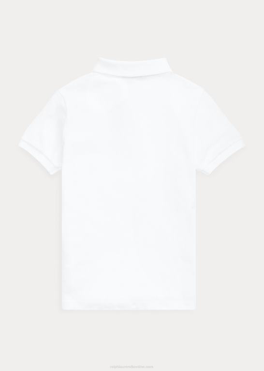 hvid børn Ralph Lauren uniform poloshirt i bomuldsnet Z426B5851