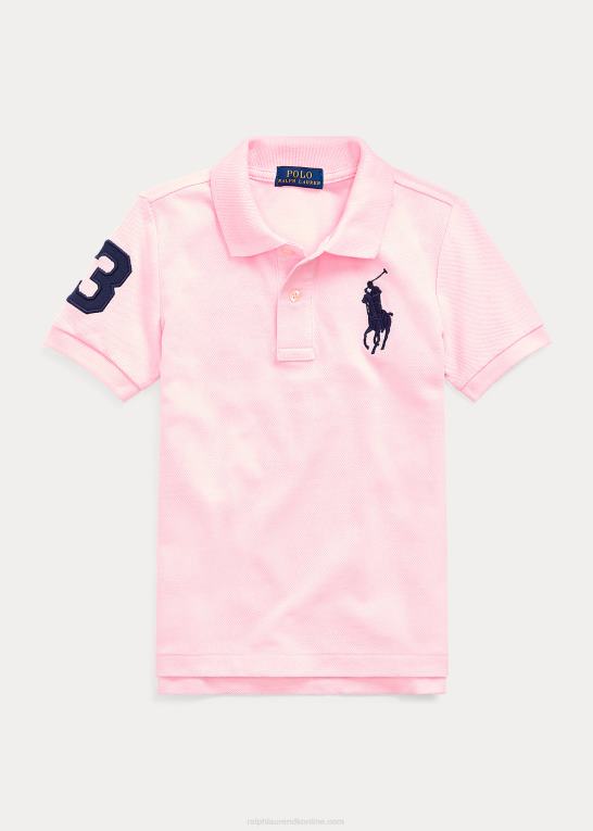 karmel pink børn Ralph Lauren stor pony bomulds mesh poloshirt Z426B5714