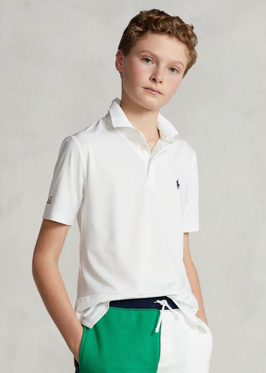 keramisk hvid børn Ralph Lauren ydeevne stretch jersey poloshirt Z426B5974