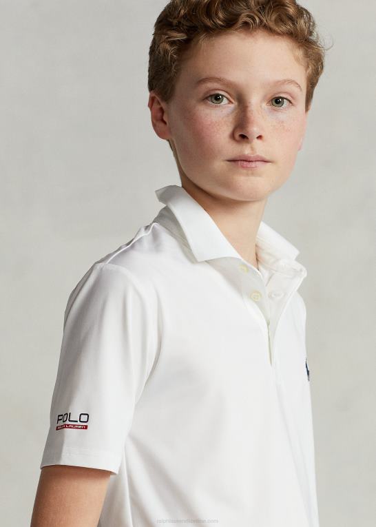 keramisk hvid børn Ralph Lauren ydeevne stretch jersey poloshirt Z426B5974