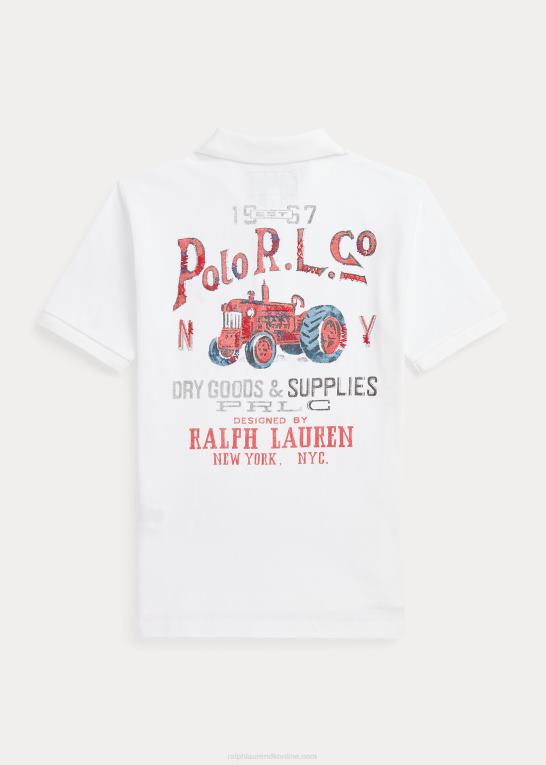 klassisk oxford hvid børn Ralph Lauren grafisk poloshirt i bomuldsnet Z426B6172