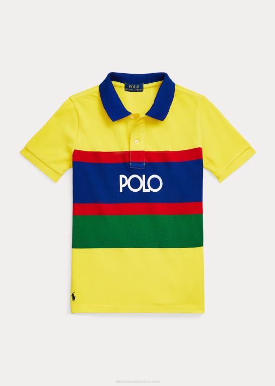 lemon crush multi børn Ralph Lauren logo stribet bomulds mesh poloshirt Z426B9777
