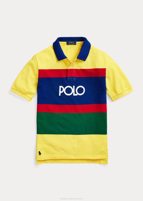 lemon crush multi børn Ralph Lauren logo stribet bomulds mesh poloshirt Z426B9813