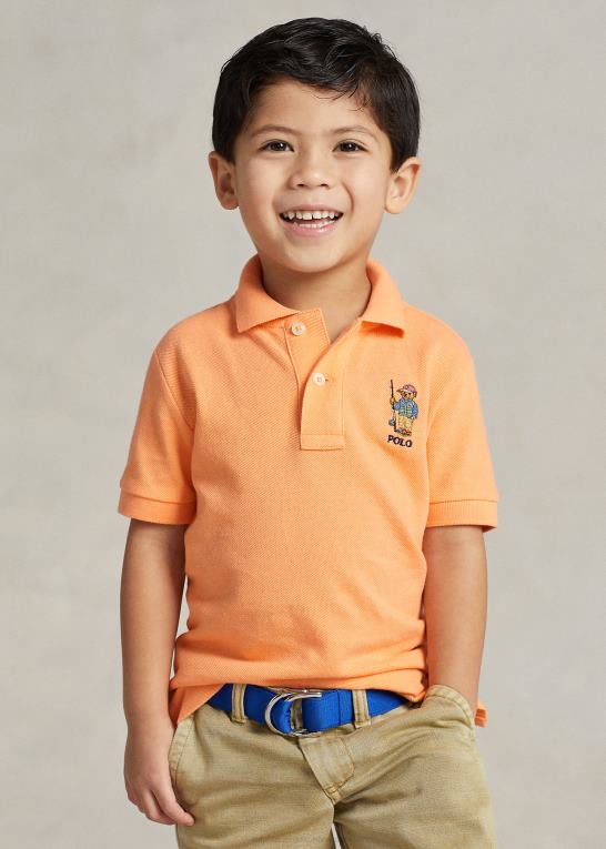 lys orange børn Ralph Lauren polo bear bomuld mesh poloshirt Z426B5630