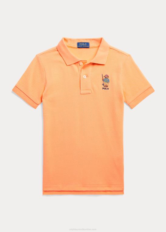 lys orange børn Ralph Lauren polo bear bomuld mesh poloshirt Z426B5630
