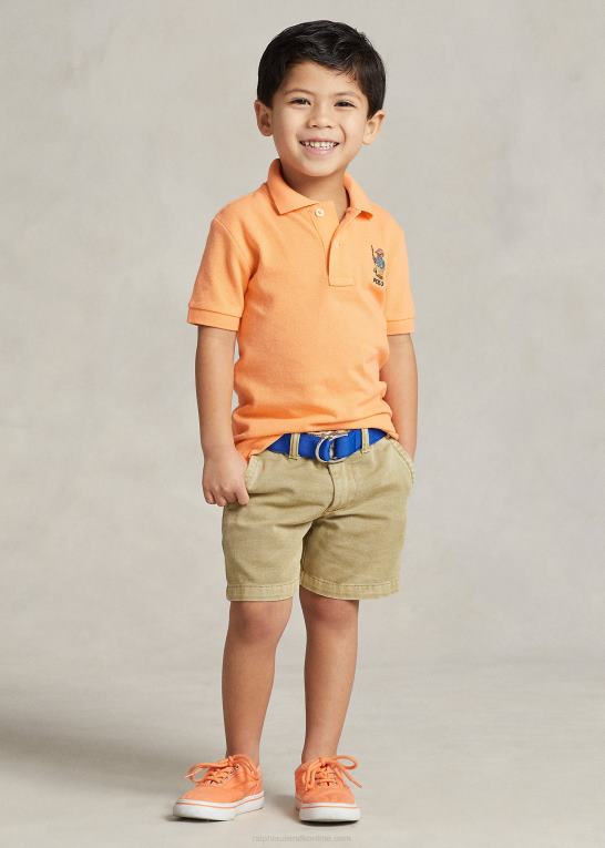 lys orange børn Ralph Lauren polo bear bomuld mesh poloshirt Z426B5630