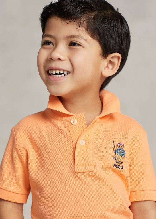 lys orange børn Ralph Lauren polo bear bomuld mesh poloshirt Z426B5630