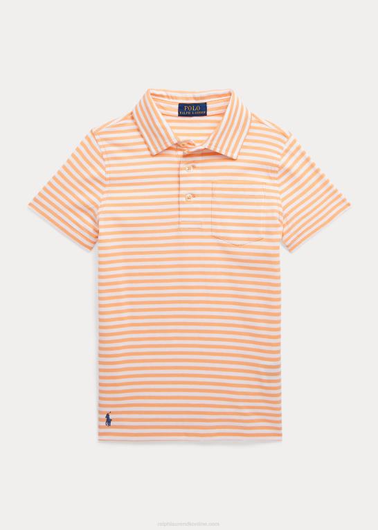 lys orange/hvid børn Ralph Lauren stribet poloshirt i bomuldsjersey Z426B5629