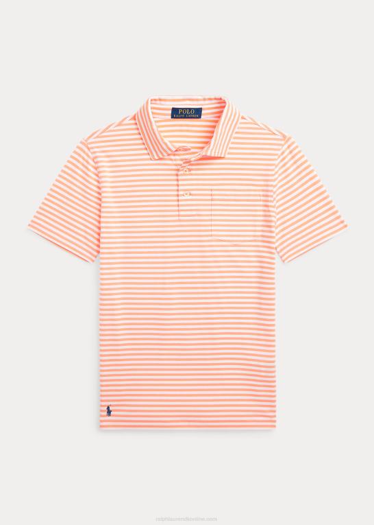 lys orange/hvid børn Ralph Lauren stribet poloshirt i bomuldsjersey Z426B6084