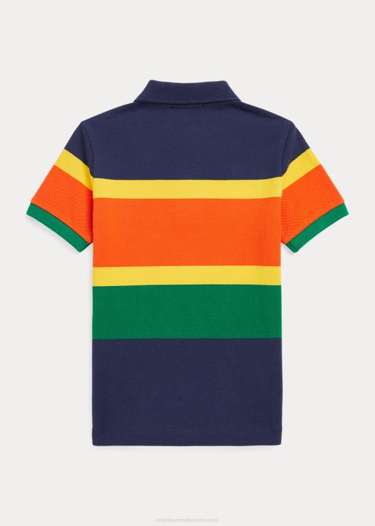 mørk kobolt multi børn Ralph Lauren stribet bomulds mesh poloshirt Z426B6505