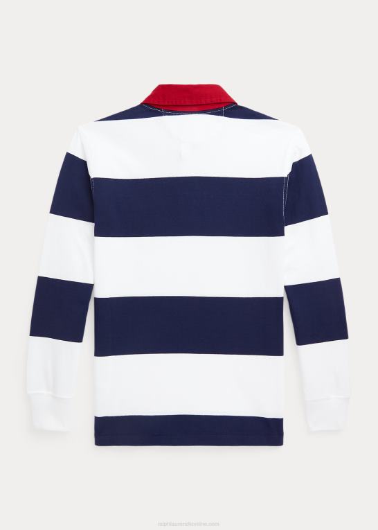 newport navy/hvid børn Ralph Lauren stribet rugbyskjorte i bomuldsjersey Z426B9861