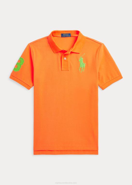 resort orange børn Ralph Lauren klassisk pasform stor pony mesh poloshirt Z426B6625