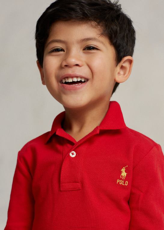 rl 2000 rød børn Ralph Lauren månenytår langærmet poloshirt Z426B6441