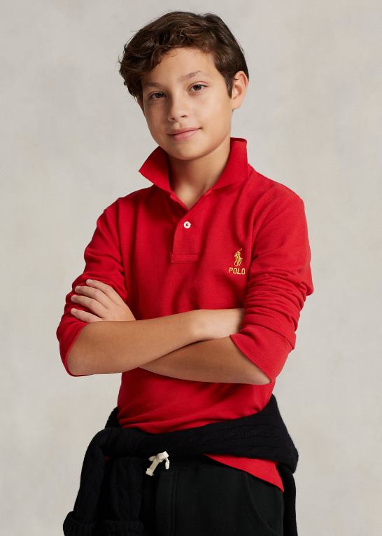 rl 2000 rød børn Ralph Lauren månenytår langærmet poloshirt Z426B6574