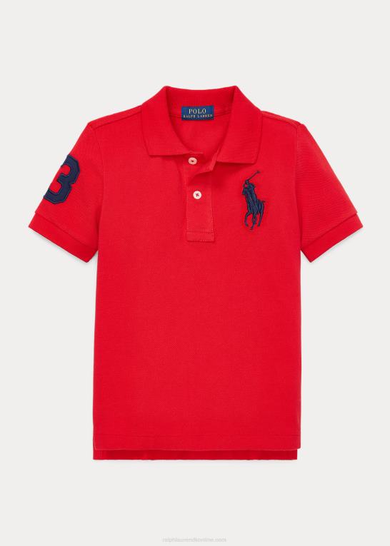 rl 2000 rød børn Ralph Lauren stor pony bomulds mesh poloshirt Z426B5712