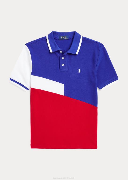 rl 2000 rød multi børn Ralph Lauren farveblokeret bomulds mesh poloshirt Z426B9846