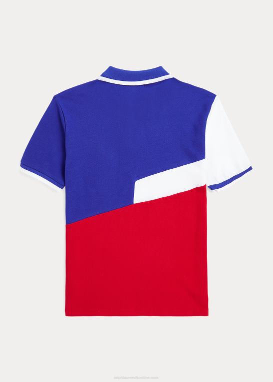 rl 2000 rød multi børn Ralph Lauren farveblokeret bomulds mesh poloshirt Z426B9846