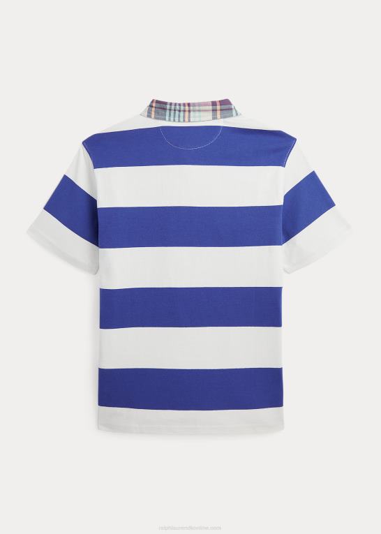 royal navy/hvid børn Ralph Lauren stribet kortærmet rugbyskjorte i bomuld Z426B6124